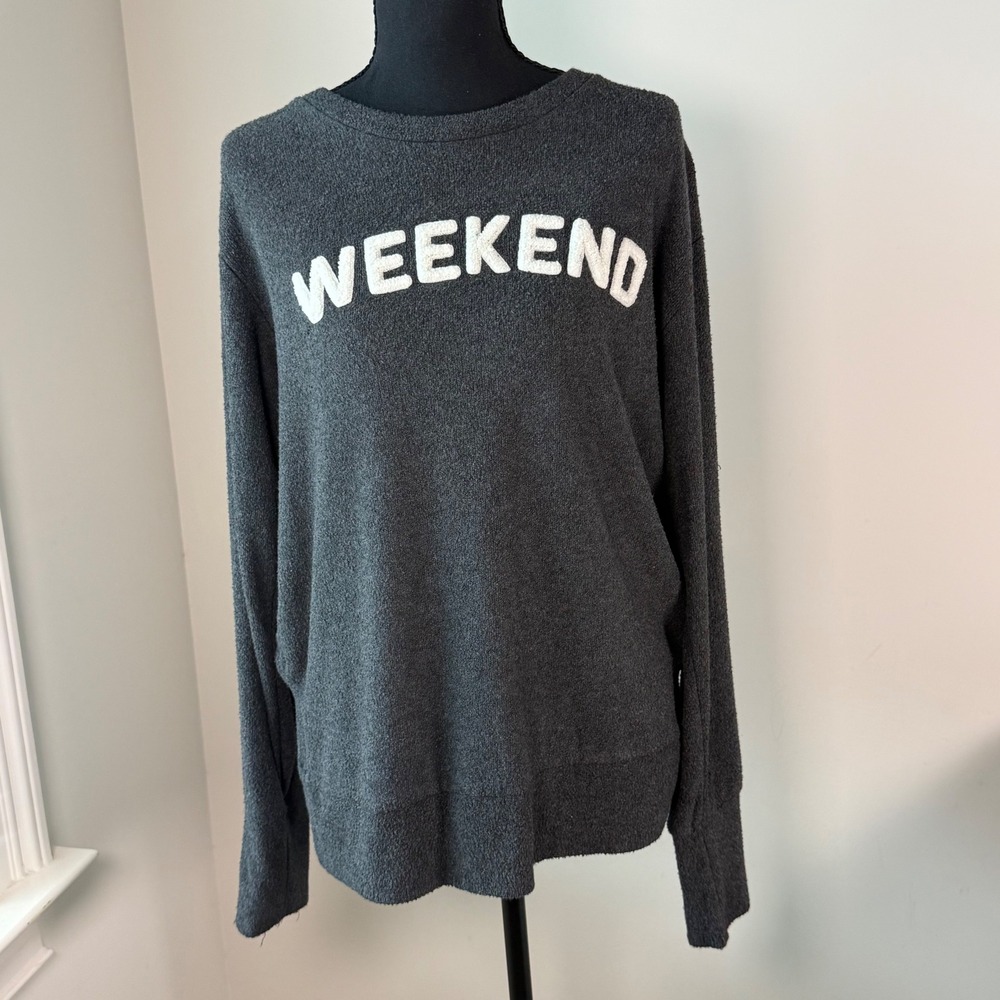 Royce Brand Womens Weekend Graphic Pullover Charcoal Gray Viscose Blend Large